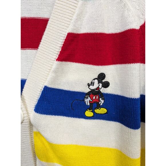 Mickey Mouse Cardigan Womens Large Jacquard Knit Disney Colorful Embroidered - Picture 2 of 9
